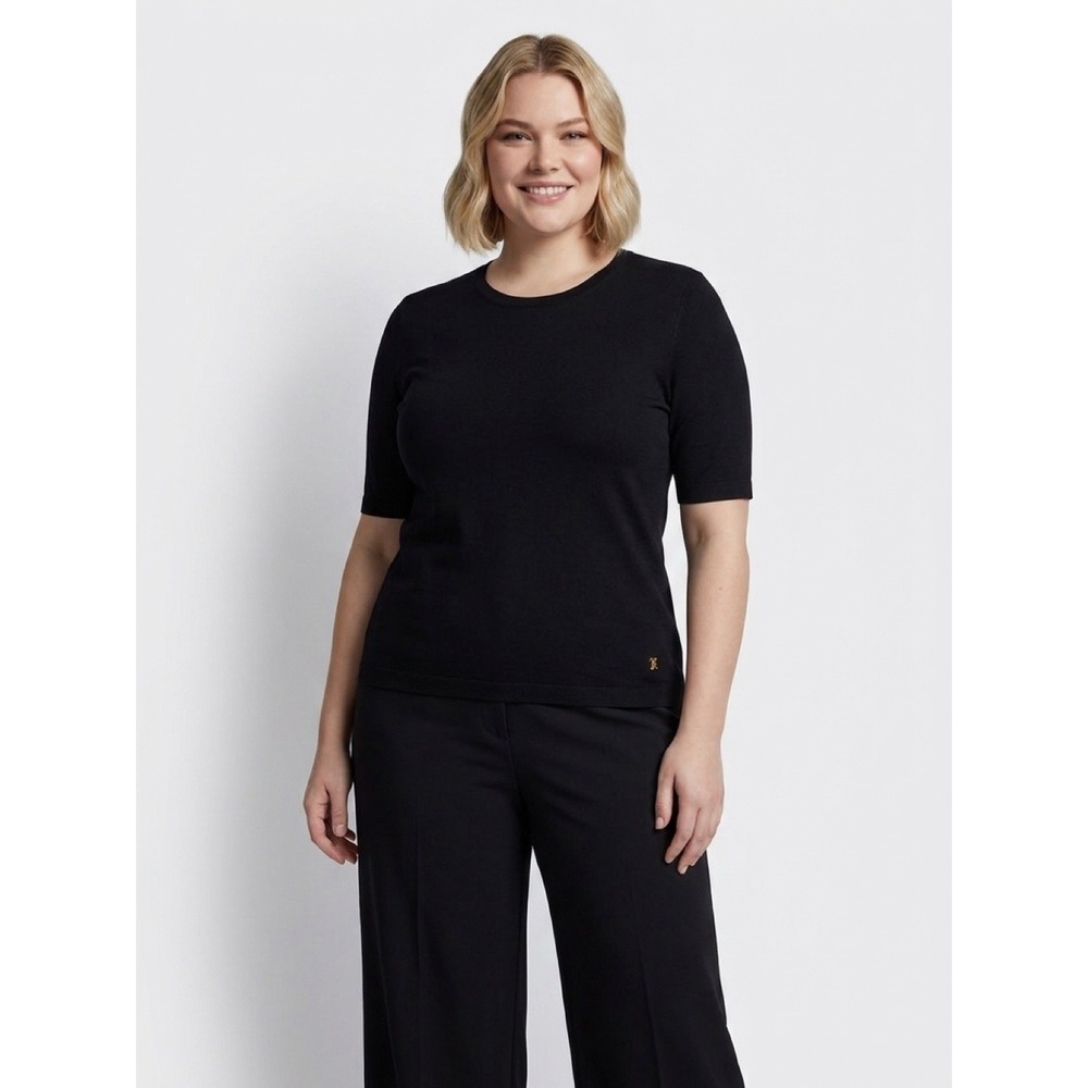 St. John 2026 Luxury Silk Cotton Black Sweater, Size 12/14, BNWT, Retail $695